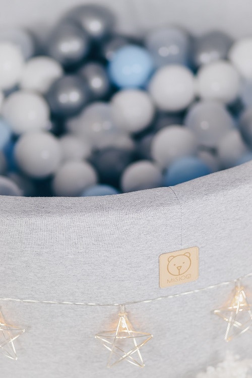 Misioo, light grey ball pit smart, 150 balls (silver/light blue/pearl) 