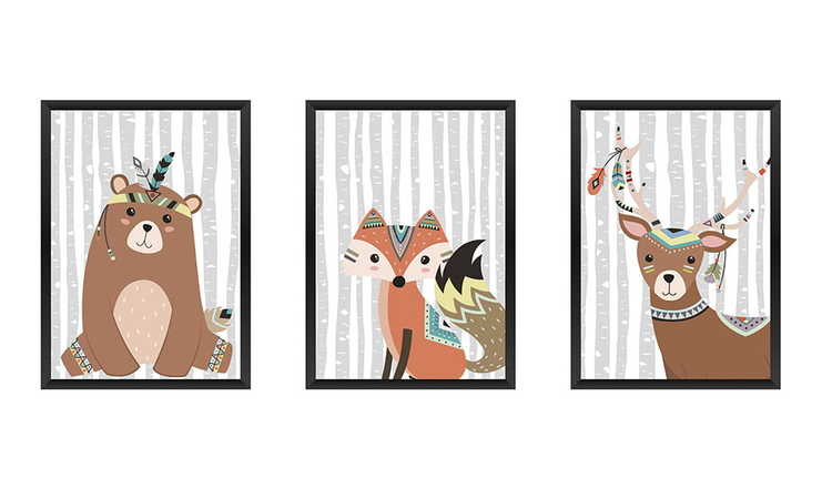 Posters for children's room , 3-pack A4 , friends of the forest 
