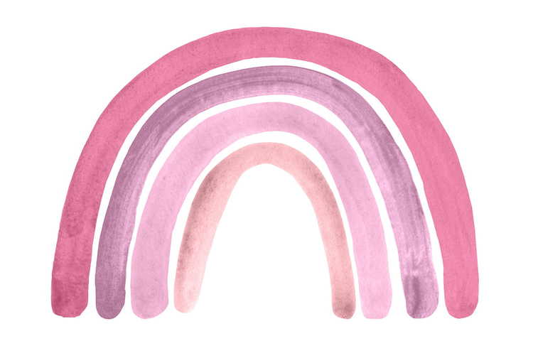 Babylove, pink rainbow, regnbåge väggklistermärke Väggklistermärke i form av en pink regnbåge
