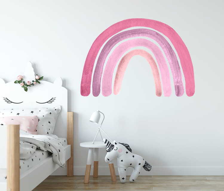 Babylove, pink rainbow, regnbåge väggklistermärke Rosa väggklistermärke i form av en regnbåge