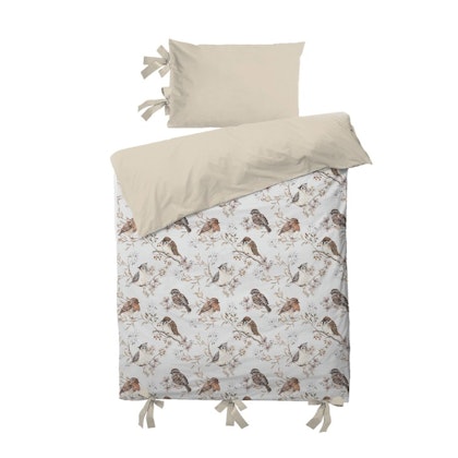 Dekornik, bed set 100x135, junior birds white grey