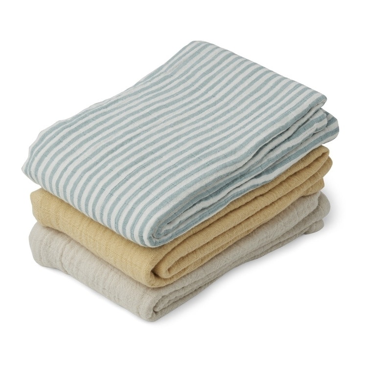Liewood, Line blanket 3-pack, sea blue stripe 
