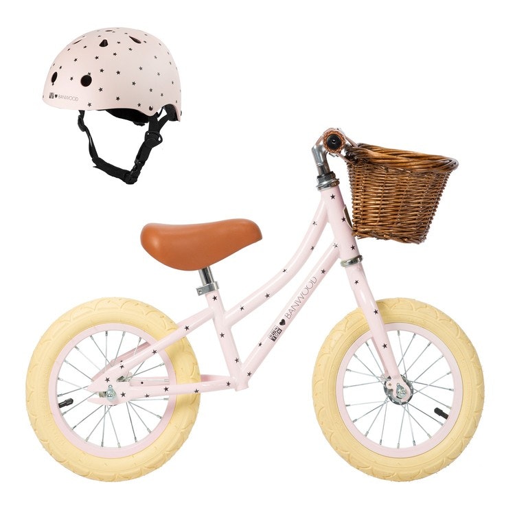 Banwood, Balance bike First Go, Bonton R pink + helmet 