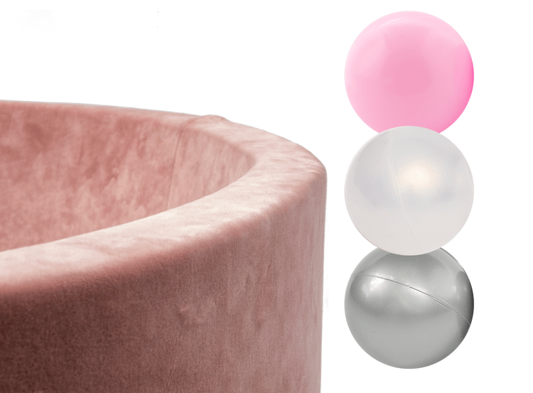 Misioo, rosa sammet bollhav smart, 150 bollar  (pink/pearl/silver) 