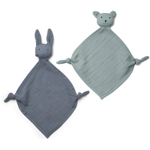 Liewood, Yoko snuttefilt 2-pack, blue mix