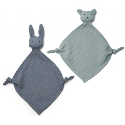 Liewood, Yoko cuddly blanket 2-pack, blue mix