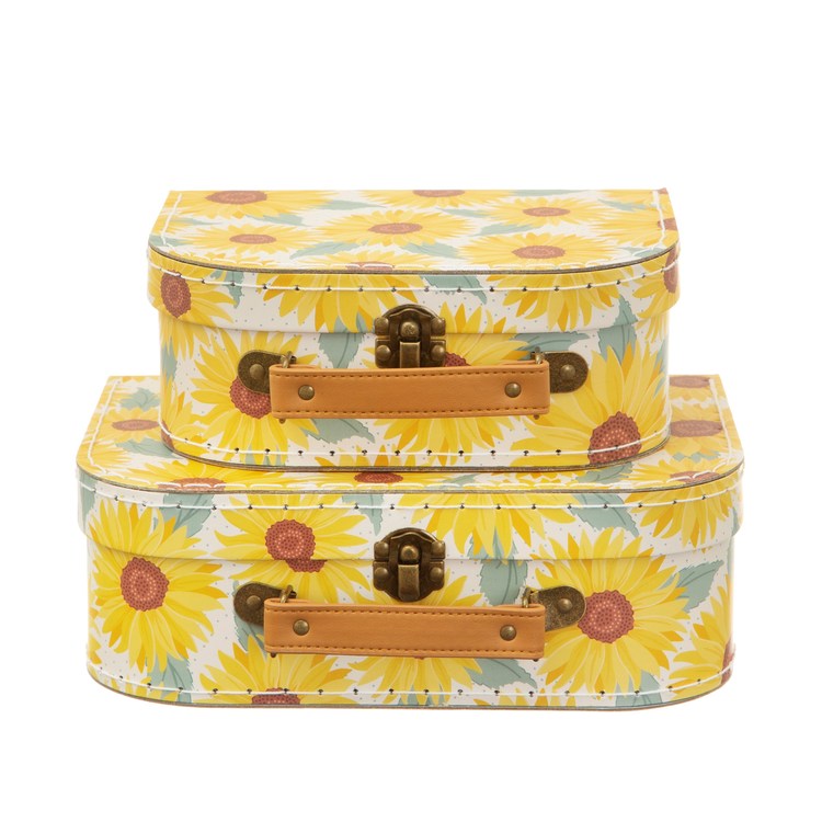 Sass & Belle, förvaringslådor koffert sunflower , 2-pack 
