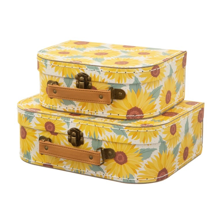 Sass & Belle, storage boxes suitcase sunflower, set of 2 
