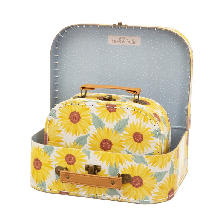 Sass & Belle, storage boxes suitcase sunflower, set of 2 
