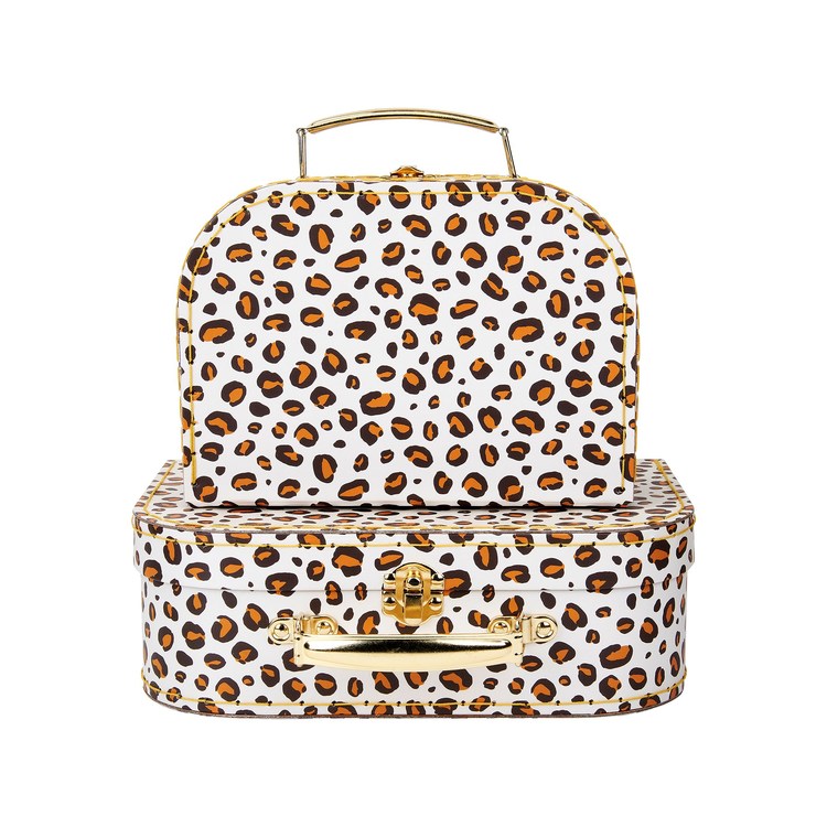 Sass & Belle, storage boxes suitcase leopard love, set of 2 