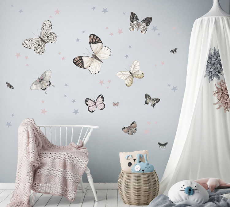 Babylove, väggklistermärke fjärilar 