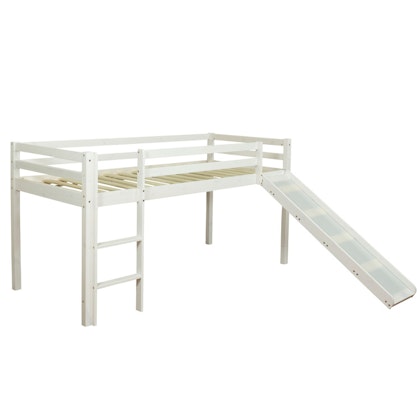 White loft bed with slide 90x200 cm