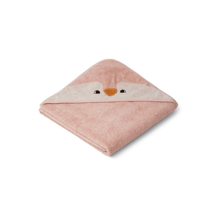 Liewood Albert penguin rose, hooded towel for newborns 