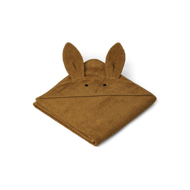 Liewood Albert rabbit olive green, handduk med huva för nyfödda 