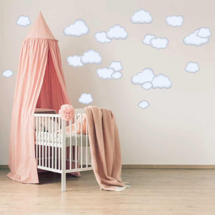 Babylove, white clouds wallstickers 22 pcs. 