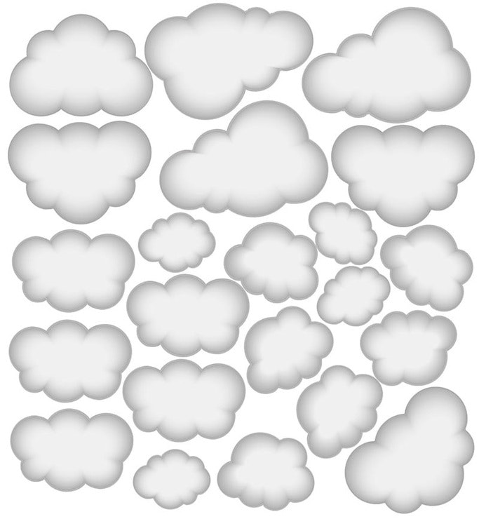 Babylove, grey cloud wallstickers 22 pcs. 