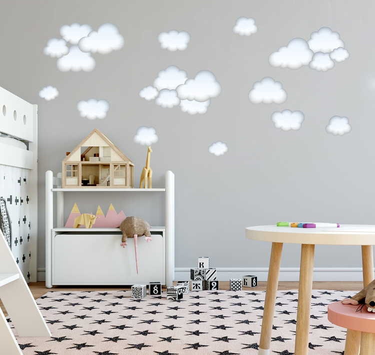 Babylove, blue cloud wallstickers 22 pcs. 