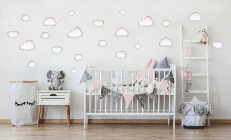 Babylove, rosa moln wallstickers 22 st. 