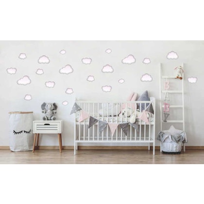 Babylove, rosa moln wallstickers 22 st.