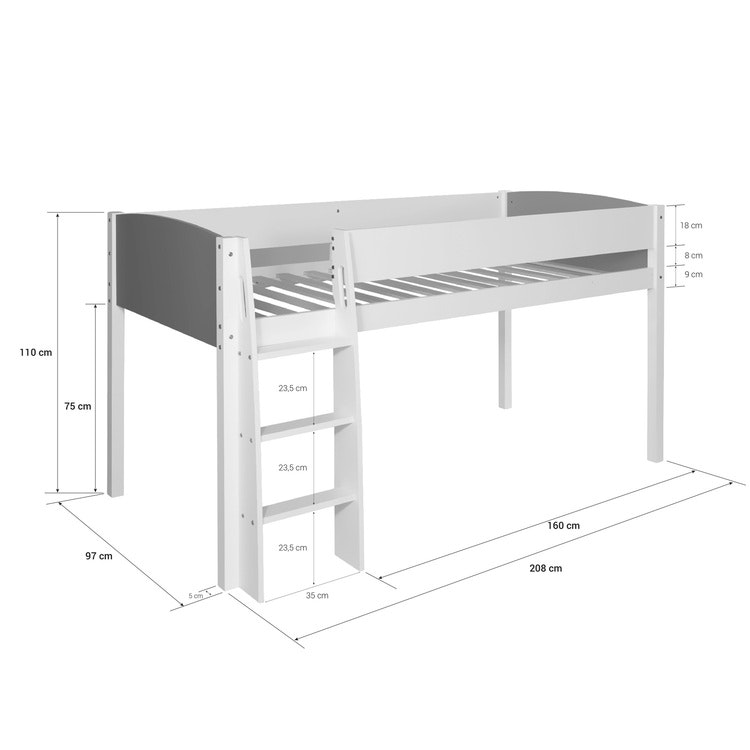 Vit modern loftsäng till barnrummet 