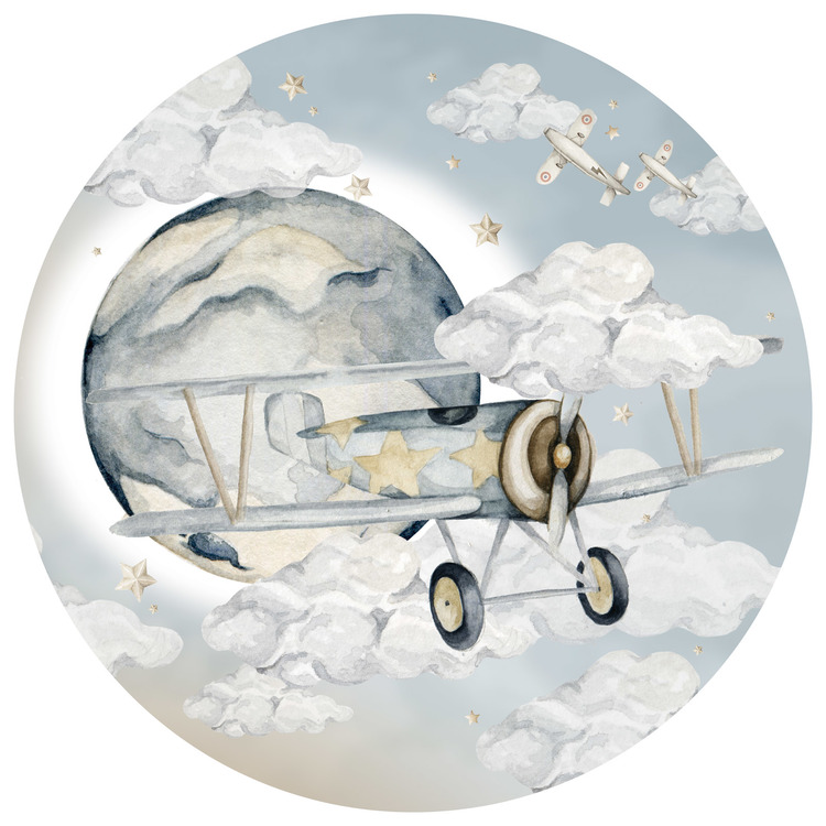 Dekornik, Plane in a circle, väggklistermärken till barnrum Väggklistermärke flygplan i en cirkel