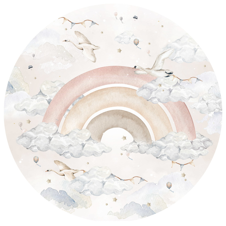 Dekornik, Pink rainbow in a circle, väggklistermärken till barnrum Väggklistermärke regnbåge i en cirkel