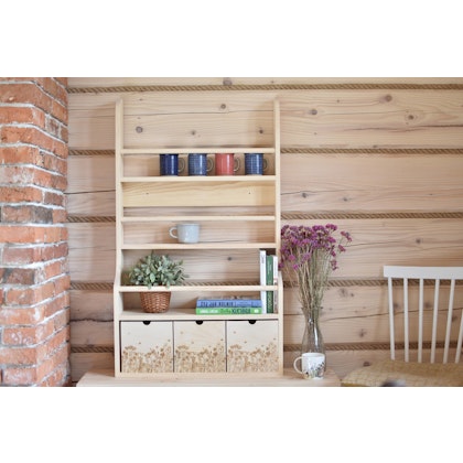 Wall shelf with three drawers, natural Cameleon
