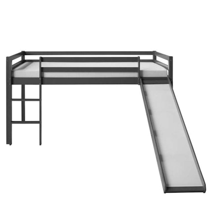 Grey loft bed with slide