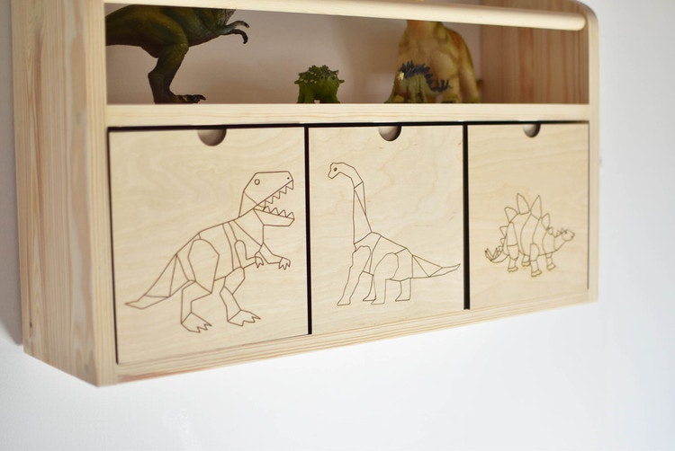 Wall shelf Dino with three drawers, Cameleon 