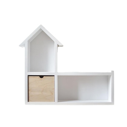 Large wall shelf for children's room with drawer