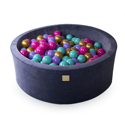 Meow, blue-grey velour ball pit with 250 balls, Flower