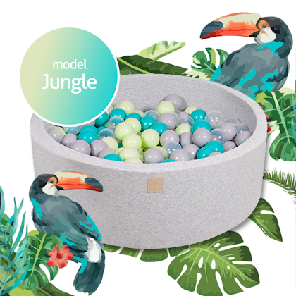 Meow, light grey ball pit with 250 balls, Jungle