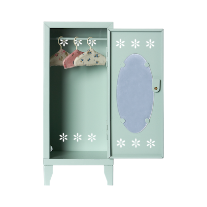 Maileg, Cupboard (wardrobe) with 3 hangers, mint