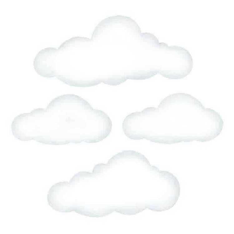 Stora vita moln väggklistermärken, Stickstay Väggklistermärken vita moln