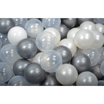 Meow, ljusgrå bollhav 90x40 med 300 bollar (silver, pearl, transparent)