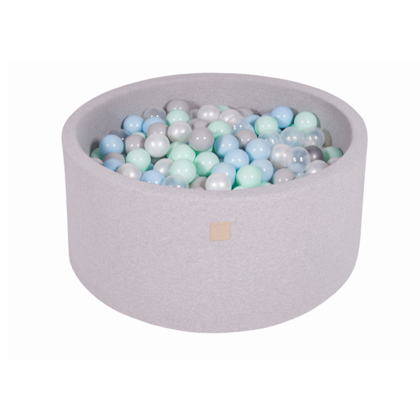 Meow, light grey ball pit 90x40 with 300 balls (pearl,grey,transparent,mint,baby blue)