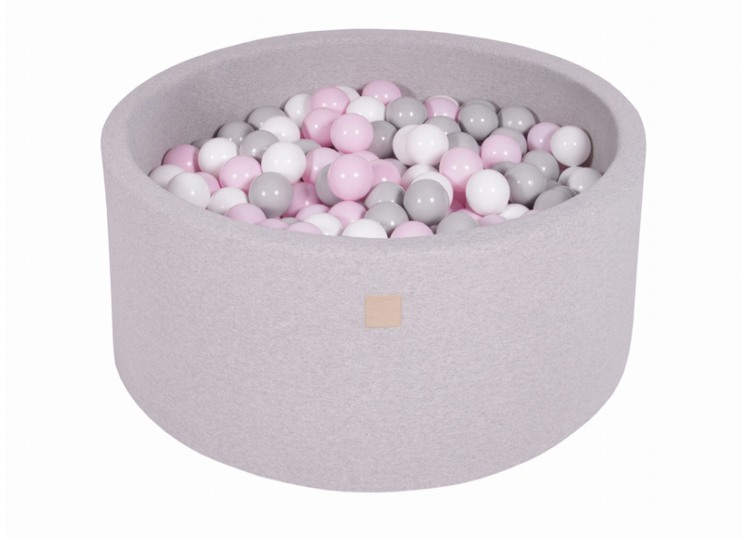 Meow, light grey ball pit 90x40 with 300 balls (grey, white, pastel pink) 