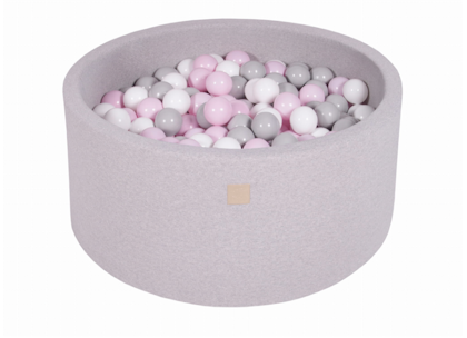 Meow, light grey ball pit 90x40 with 300 balls (grey, white, pastel pink)