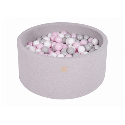 Meow, light grey ball pit 90x40 with 300 balls (grey, white, pastel pink)