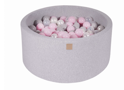 Meow, light grey ball pit 90x40 with 300 balls (pastel pink, pearl, grey)