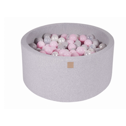 Meow, light grey ball pit 90x40 with 300 balls (pastel pink, pearl, grey)