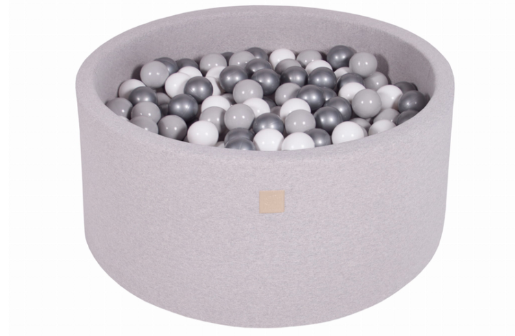 Meow, ljusgrå bollhav 90x40 med 300 bollar (white, silver, grey) 