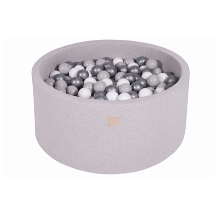 Meow, light grey ball pit 90x40 with 300 balls (white, silver, grey)