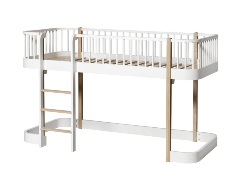 Oliver Furniture, loftsäng vit/ek Vit/ek loftsäng till barnrummet
