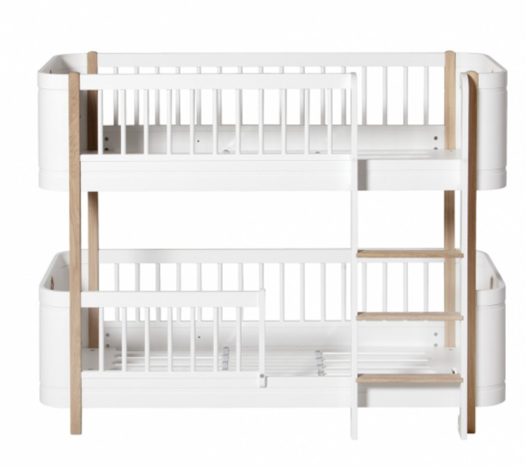 Oliver Furniture, våningssäng Mini+, vit/ek Vit/ek våningssäng till barnrummet