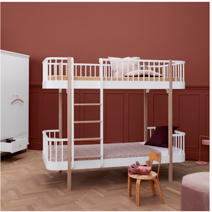 Oliver Furniture, bunk bed white/oak 90x200