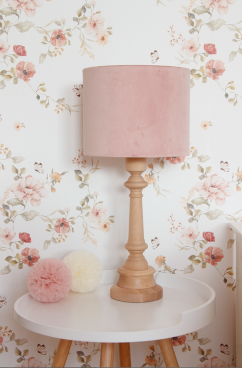 Lamps&Company, Table lamp for the children's room, pink velvet 