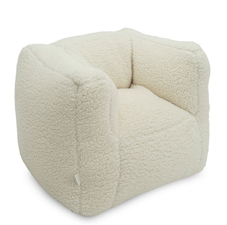 Jollein, Soffa Beanbag fåtölj, teddy cream white Cream fåtölj i teddytyg för barn