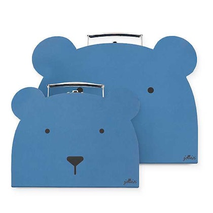 Jollein, storage boxes suitcase 2 pack, animal club steel blue