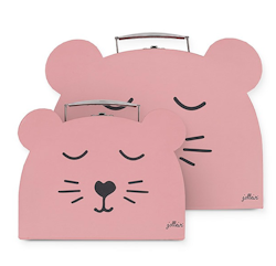 Jollein, förvaringslådor koffert 2 pack, animal club rouge